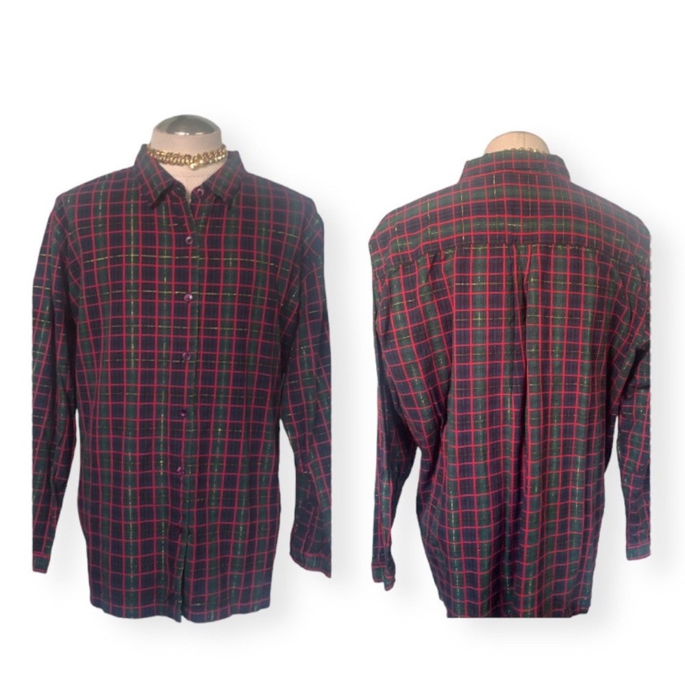 Bobbie Brooks Woman Plaid Button Down Shirt Size 26/28W
